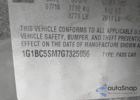 2016 Chevrolet Cruze Ls Auto from USA, damaged, VIN 1G1BC5SM7G7325056